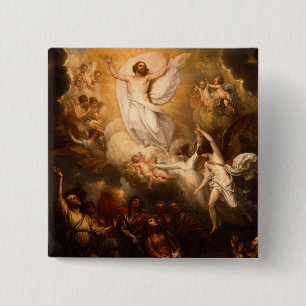 Hemelbeeld van Christus met Angels Vierkante Button 5,1 Cm