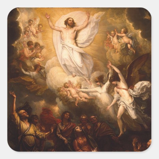 Hemelbeeld van Christus met Angels Vierkante Sticker (Voorkant)