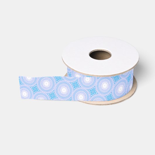 Hemelblauw cirkelpatroon grosgrain lint (Spoel)