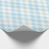 Hemelblauw en wit geruit inpakpapier op rol (Hoek)