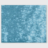 Hemelblauw glanzend weefsel met sequenties, abstra cadeaupapier (Vlak)