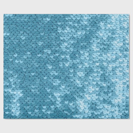 Hemelblauw glanzend weefsel met sequenties, abstra cadeaupapier (Vlak)