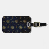 Hemelblauw Goud Zon Maan Sterren Bagagelabel (Voorkant horizontaal)