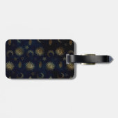 Hemelblauw Goud Zon Maan Sterren Bagagelabel (Achterkant horizontaal)