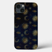 Hemelblauw Goud Zon Maan Sterren Case-Mate iPhone Case (Achterkant)