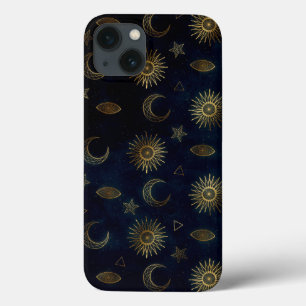 Hemelblauw Goud Zon Maan Sterren Case-Mate iPhone Case