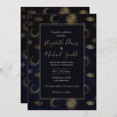 Hemelblauw Goud Zon Maan Sterren Kaart (Voorkant / Achterkant)