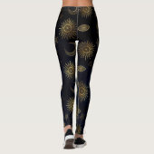 Hemelblauw Goud Zon Maan Sterren Leggings (Achterkant)