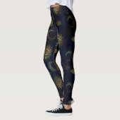 Hemelblauw Goud Zon Maan Sterren Leggings (Links)