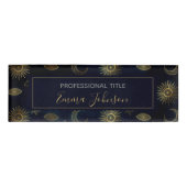 Hemelblauw Goud Zon Maan Sterren Naambadge (Voorkant)