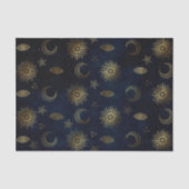 Hemelblauw Goud Zon Maan Sterren Tissuepapier (Voorkant)