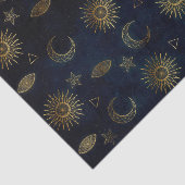 Hemelblauw Goud Zon Maan Sterren Tissuepapier (Detail)