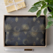 Hemelblauw Goud Zon Maan Sterren Tissuepapier (Geschenk)