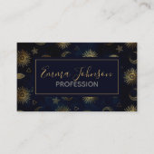 Hemelblauw Goud Zon Maan Sterren Visitekaartje (Voorkant)