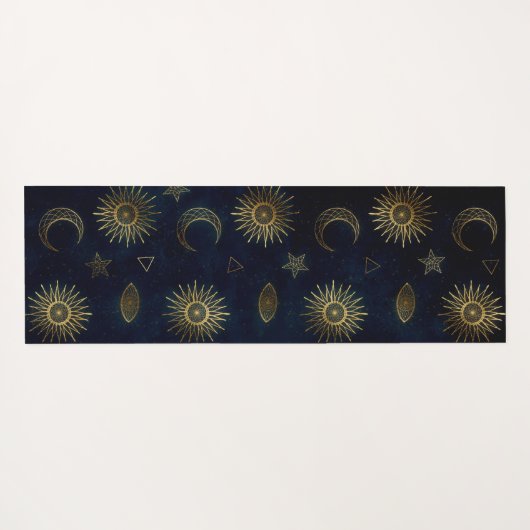 Hemelblauw Goud Zon Maan Sterren Yogamat (Achterkant (horizontaal))