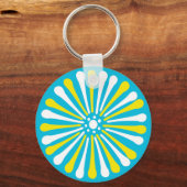 Hemelblauw met gele en witte melkvee sleutelhanger (Voorkant)