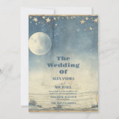  hemelblauw middernacht sterren bruiloft kaart (Voorkant)