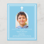 Hemelblauwe boog foto jongen Eerste Communie uitno (Voorkant)