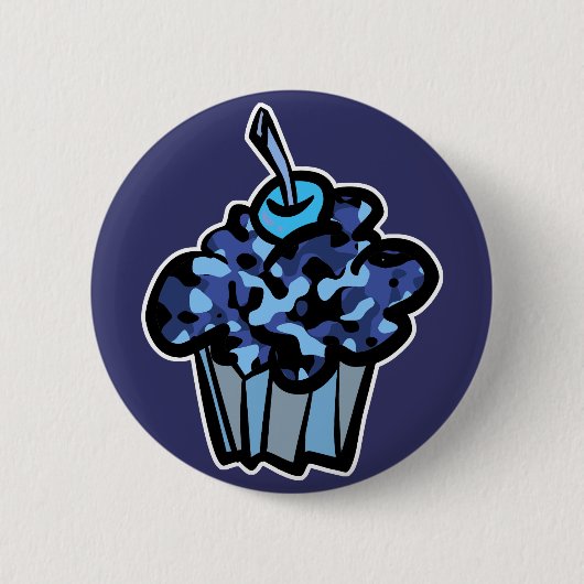 hemelblauwe camouflage cupcake ronde button 5,7 cm (Voorkant)