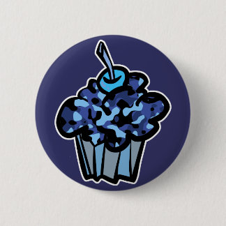 hemelblauwe camouflage cupcake ronde button 5,7 cm