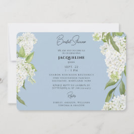Hemelblauwe druipende witte hortensia bruiloftsdou kaart