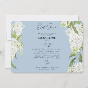Hemelblauwe druipende witte hortensia bruiloftsdou kaart