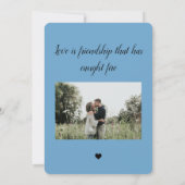 Hemelblauwe eenvoudige trouwupdate 2 foto verklein aankondiging (Achterkant)