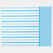Hemelblauwe en witte geometrische strepen fleece deken (Voorkant (Horizontaal))