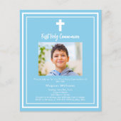 Hemelblauwe foto Eerste Heilige Communie uitnodigi (Voorkant)