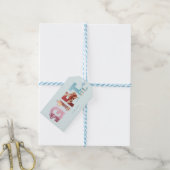 Hemelblauwe GIFT Foto Typografie Overlay Cadeaulabel (Met Touw)