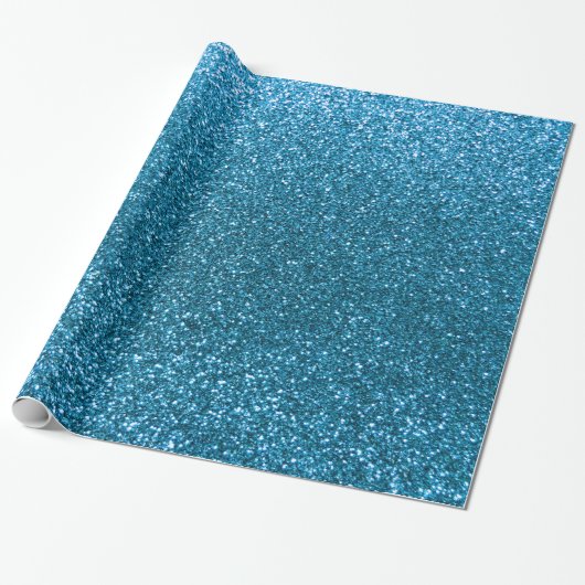 Hemelblauwe glitter cadeaupapier (Uitgerold)