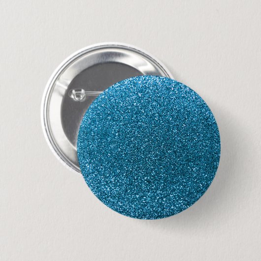 Hemelblauwe glitter ronde button 5,7 cm (Voorkant /achterkant)
