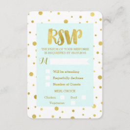 Hemelblauwe gouden confetti RSVP trouwkaart Kaart
