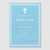 Hemelblauwe jongen Eerste Heilige Communie Magnetische Uitnodiging (Voorkant)