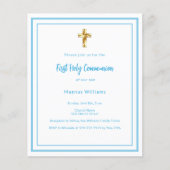 Hemelblauwe jongen Eerste Heilige Communie uitnodi (Voorkant)