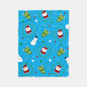 Hemelblauwe kikkers santa claus sneeuwman patroon fleece deken