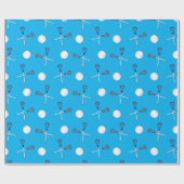 Hemelblauwe lacrosse patroon cadeaupapier (Vlak)