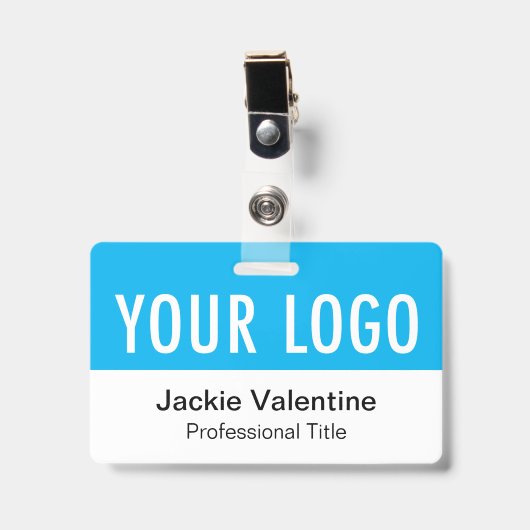 Hemelblauwe PVC Badge Horizontale Personeels ID Na (Voorzijde met clip)