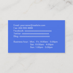 hemelblauwe volledig informatie businesscard visitekaartje