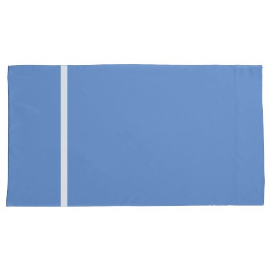 Hemelblauwe Witte Streep Afwerking Kussensloop (Voorkant-Rechts)