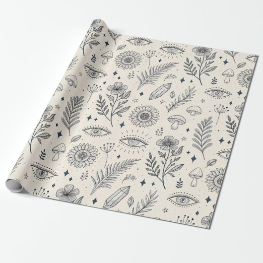 Hemelbotanisch patroon (4) cadeaupapier (Uitgerold)