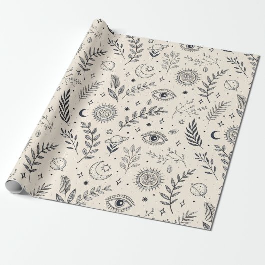 Hemelbotanisch patroon (5) cadeaupapier (Uitgerold)