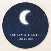 Hemelbruiloft Blue Sky Moon Sterren Ronde Kartonnen Onderzetter (Voorkant)