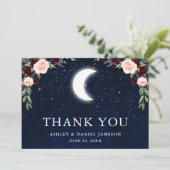 Hemelbruiloft Hemel Maan Sterren Bloemen Bedankkaart (Staand voorkant)