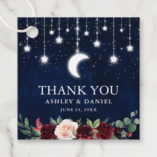 Hemelbruiloft Hemel Maan Sterren Lichten Bloemen Bedankjes Labels (Voorkant)