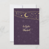 Hemelbruiloft RSVP Paarse Sterren Kaartje (Achterkant)