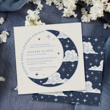 Hemelbruiloft Uitnodiging Blue Moon & Stars