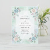 Hemelchampagne Ranunculus Eucalyptus Bruiloft Kaart (Staand voorkant)