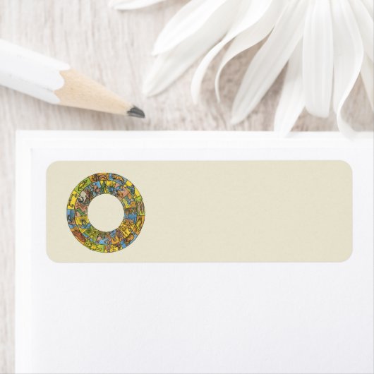  hemeldier, astrologisch dierlijk wiel etiket (Insitu)