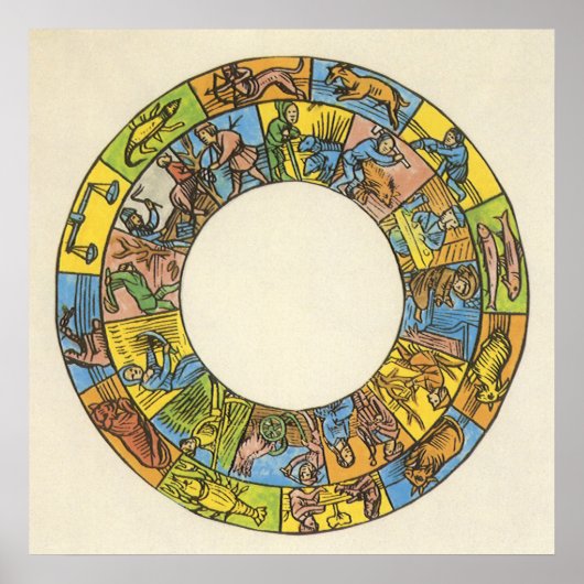  hemeldier, astrologisch dierlijk wiel poster (Voorkant)